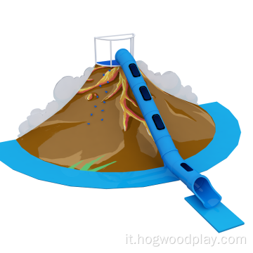 Parete da arrampicata per bambini sul vulcano al coperto